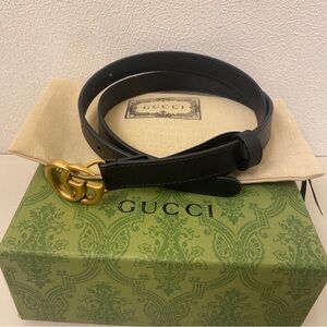 Gucci Black Belt with Gold GG Buckle